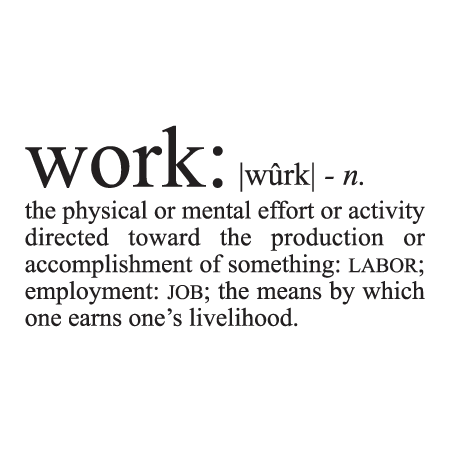 Work: [phonetics] n.the physical or mental effort or activity directed ...