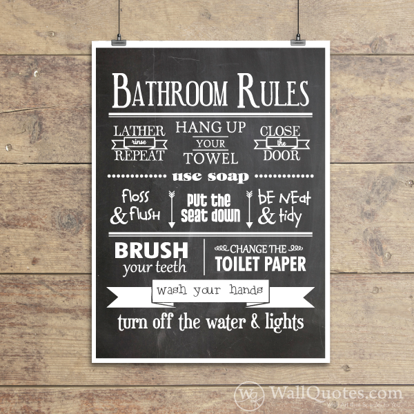 Bathroom Rules Classic Wall Quotes\u2122 Gicl\u00e9e Art Print 