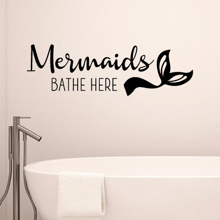 Mermaid Wall Decal Quote Relax Shower Vinyl Stickers Girl Bathroom Decor KY62 