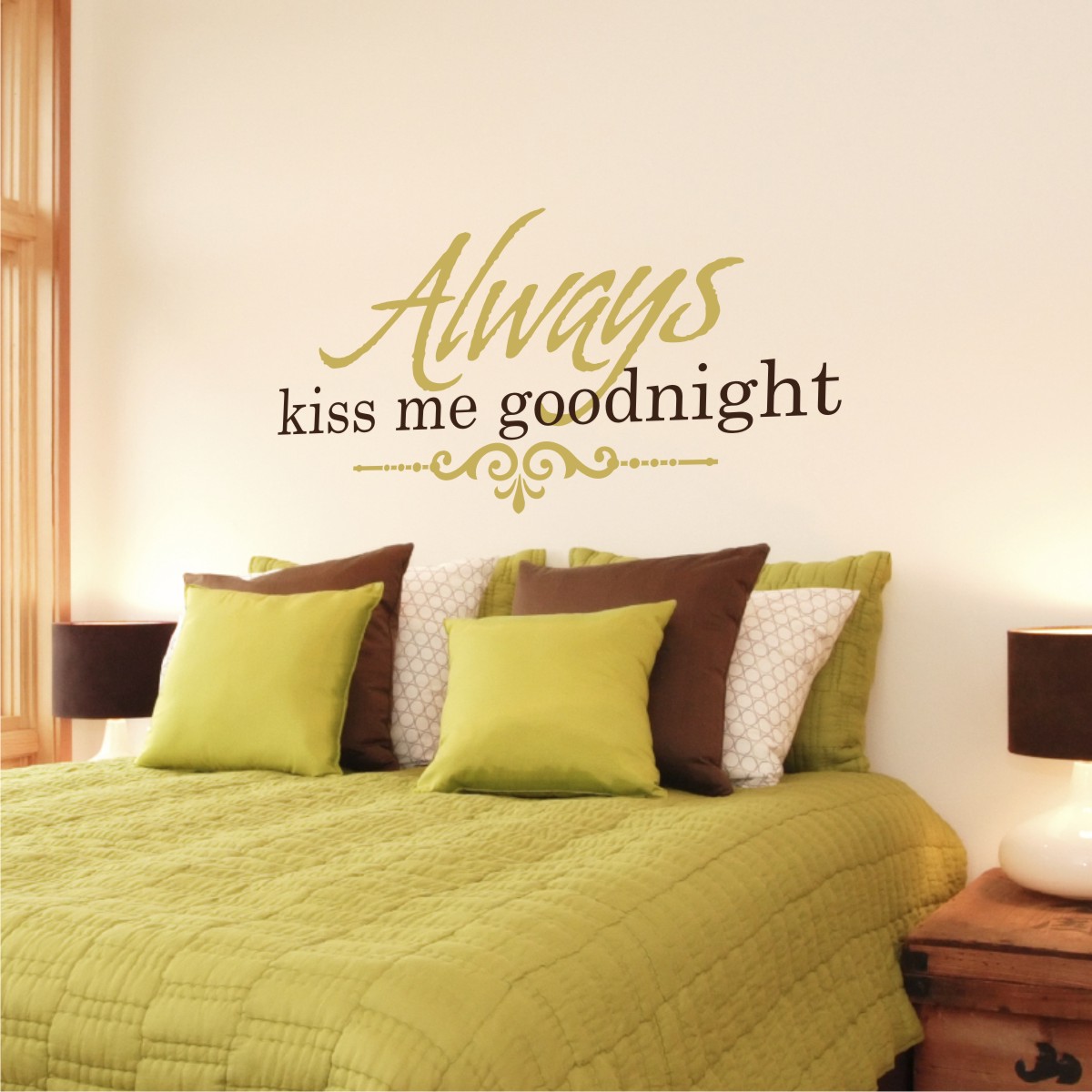 Always Kiss Me Goodnight Almond Wall Quotes ™ Decal.