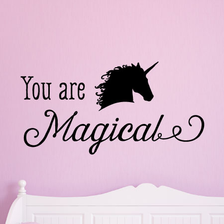 Magic Unicorn wall art decal for girls room // Believe in magic, unicorn  vinyl decal, girls room decal, unicorn wall art