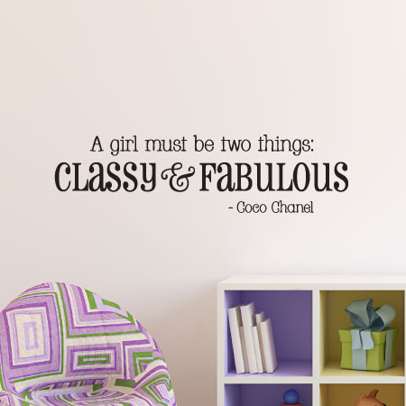 Classy Fabulous Girl - Coco Chanel - Wall Quotes Vinyl Wall Decals