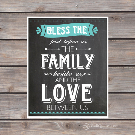 Bless The Food Family Love Chalkboard Wall Quotes™ Giclée 
