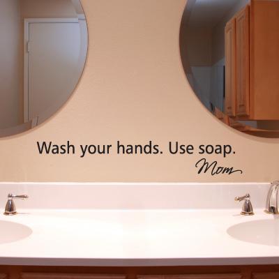 Wash your hands love mom, bathroom decal, wash your hands, 