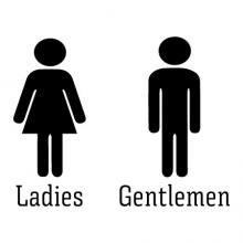 Ladies and Gentlemen bathroom signs wall quotes vinyl lettering wall decal washroom office restroom professional direction signs