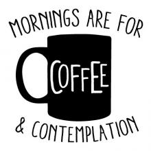 Mornings are for coffee and contemplation wall quotes vinyl lettering wall decal home decor coffee bar drink cup caffeine 