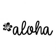 Aloha with hibiscus wall quotes vinyl lettering home decor vinyl stencil welcome entry entryway door decal flower hawaii 