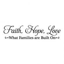 Faith Hope Love What families are built on wall quotes vinyl lettering wall decal home decor vinyl stencil family home wedding love marriage