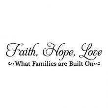 Faith Hope Love What families are built on wall quotes vinyl lettering wall decal home decor vinyl stencil family home wedding love marriage