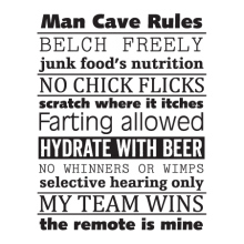 man cave rules wall decal