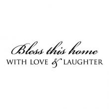 Bless this home with love & laughter wall quotes vinyl lettering wall decal home decor entry entryway photowall