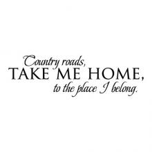 Country roads, take me home, to the place I belong wall quotes vinyl lettering wall decal home decor vinyl stencil rustic vintage song lyrics john denver