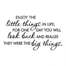 Enjoy the little things in life, for one day you will look and realize they were the big things.