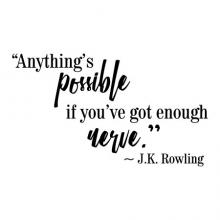 Anything's possible if you've got enough nerve - J.K. Rowling wall quotes vinyl lettering wall decal harry potter read literature reading library book book quote inspiration anything is possible 