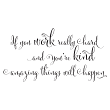 If you work really hard and you're kind amazing things will happen.