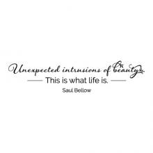 Unexpected intrusions of beauty. This is what life is. Saul Bellow wall quotes vinyl lettering wall decal home decor vinyl stencil lovely beautiful author nobel prize