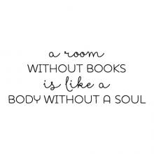 a room without books is like a body without a soul wall quotes vinyl lettering wall decal home decor vinyl stencil read reading book library book shelf reading nook literature