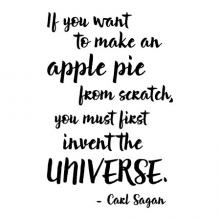 If you want to make an apple pie from scratch, you must first invent the universe - Carl Sagan wall quotes vinyl lettering wall decal home decor kitchen cook chef bake