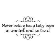 Never before has a baby been so wanted and so loved wall decal