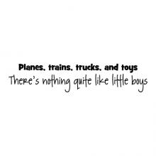 Planes, trains, trucks, and toys There's nothing quite like little boys wall quotes vinyl lettering wall decal home decor kids boy playroom play child