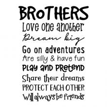 Brothers love one another dream big go on adventures are silly & have fun play and pretend share their dreams Protect each other Will always be friends wall quotes vinyl lettering wall decal home decor siblings