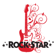 rock star with embellished guitar wall decal