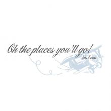 Oh the places you'll go Dr Seuss [airplane] wall quotes vinyl lettering wall decal home decor vinyl stencil kids children nursery play playroom