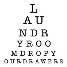 Laundry room drop your drawers (arranged like an eye chart) wall quotes vinyl lettering wall decal 