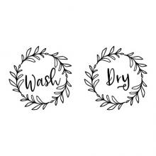 Wash Dry [leaf wreath] wall quotes vinyl lettering wall decal home decor vinyl stencil laundry room washer dryer front loader