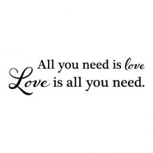 All you need is love, love is all you need. wall quotes vinyl lettering decal music lyrics the beatles true love marriage wedding