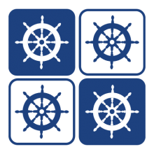 Captain's wheel in four rounded squares