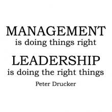 Management is doing things right Leadership is doing the right things Peter Drucker  wall quotes vinyl decal home office professional motivation example 