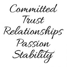 Committed Trust Relationships Passion Stability wall quotes vinyl lettering wall decal office professional workspace workplace hr breakroom motivational word wall