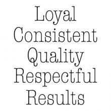 Loyal Consistent Quality Respectful Results wall quotes vinyl lettering wall decal office professional workspace workplace breakroom hr motivational word wall