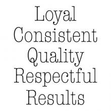 Loyal Consistent Quality Respectful Results wall quotes vinyl lettering wall decal office professional workspace workplace breakroom hr motivational word wall