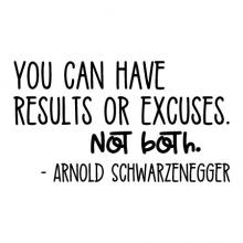 You can have results or excuses. Not both. - Arnold Schwarzenegger wall quotes vinyl lettering wall decal home decor sport sports work out home gym working out lift weights bodybuilding