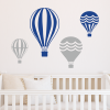 Set of Four Vintage Hot Air Balloons - 2 Color