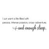I just want a life filled with peace, intense passion, crazy adventure and enough sleep wall quotes vinyl lettering wall decal home decor bedroom quote headboard