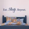 Eat. Sleep. Repeat wall quotes vinyl lettering wall decal home decor vinyl stencil bedroom bed headboard funny kitchen