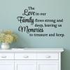 The love in our family flows strong and keep, leaving us memories to treasure and keep wall quotes vinyl lettering wall decal 