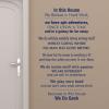 In this house / We believe in hard work, / we have epic adventures, / Once upon a time / and in a galaxy far, far away. / We do wibby wobbly timey wimey stuff / whilst going where no man has gone before. / We know that the answer to everything is 42 / and