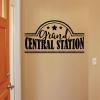 Grand Central Station double line frame and stars wall decal home decor vinyl lettering wall quotes entryway train station busy house vintage rustic farmhouse