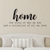 Home the story of who we are and a collection of all we love wall quotes vinyl lettering wall decal home decor vinyl stencil home definition