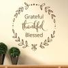 Grateful Thankful Blessed in wreath, home, entry, thanksgiving, wreath, wall quotes vinyl wall decal