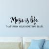 Music is Life. That's why your heart has beats radio band wall quotes vinyl decal music room decor classroom piano instruments