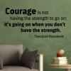 Courage is not having the strength to go on; it's going on when you don't have the strength. -Theodore Roosevelt  wall quotes vinyl lettering wall decal president quotes motivation