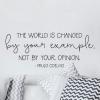 The world is changed by your example, not your opinion. - Paulo Coelho wall quotes vinyl lettering wall decal home decor inspiration