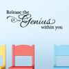 Release the genius within you wall quotes vinyl lettering wall decal home decor inspiration motivation