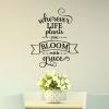 Wherever life plants you bloom with grace wall quotes vinyl lettering wall decal home decor vinyl stencil inspiration garden motivation
