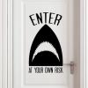 Enter At Your Own Risk wall quotes vinyl lettering wall decal shark boy decal boys quotes door ocean sea shark week